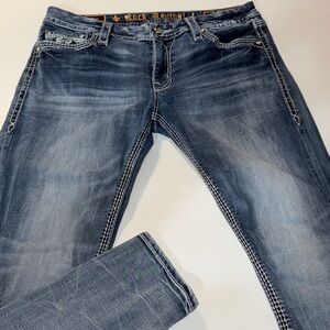 Rock Revival Mid Rise Ankle Skinny Medium Wash‎ Denim Jeans Size 32
